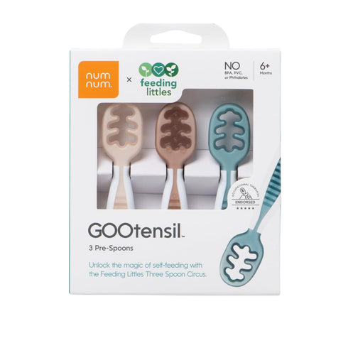 NumNum Baby Spoons Set, Feeding Littles x Silicone Pre-Spoon GOOtensils for Kids Aged 6+ Months - First Stage, Baby Led Weaning (BLW), Teething Sp...