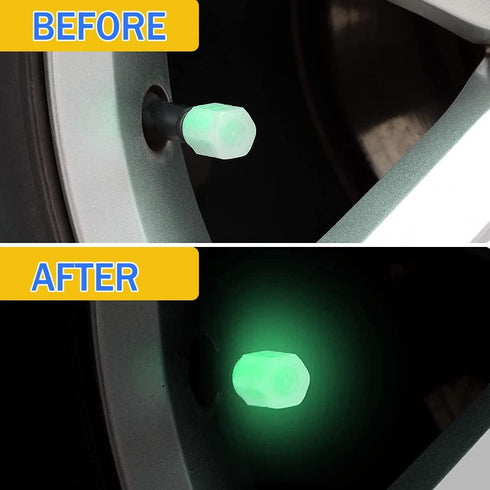 Tire Valve Stem Caps for Car, 5PCS Fluorescent Valve Stem Caps, Noctilucous Tire Air Caps Cover, Illuminated Auto Wheel Valve Stem Cap Fit for Car...