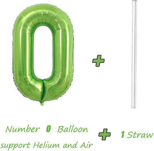 Tellpet Birthday Number Balloons, Foil Mylar Number Balloon, Green Number 0...