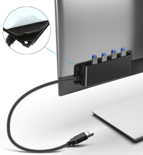 4-Port USB 3.0 Portable Desk Hub,Fixable USB Data Hub 3.0 with 3.3ft/100CM Cable for MacBook, Mac Pro/Mini, iMac, XPS, Surface Pro, Notebook PC, U...