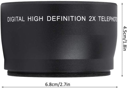 Telephoto Lens, 58MM 2X Magnification Telephoto Lens Aluminium Alloy Teleconverter Lens for 58mm Diameter and 18-55 Focal Length Lens default...