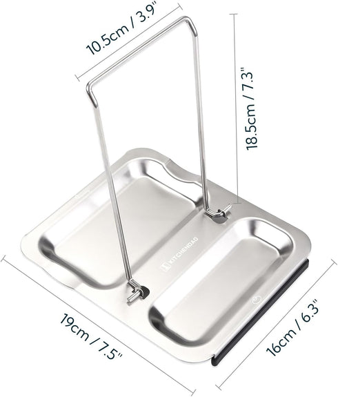 KITCHENDAO Foldable Spoon Rest and Pot Lid Holder for Counter, Non-scratch Silicone Base, Stainless Steel Pan Pot Cover Lid Rack Shelf Stand Holde...