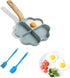 Egg Frying Pan, Nonstick Egg Frying Pan with Brush Scraper, Four-Cup Fried Egg Pan Multi Egg Frying Pan for Burger, Omelet, Outdoor Camping (Blue)...