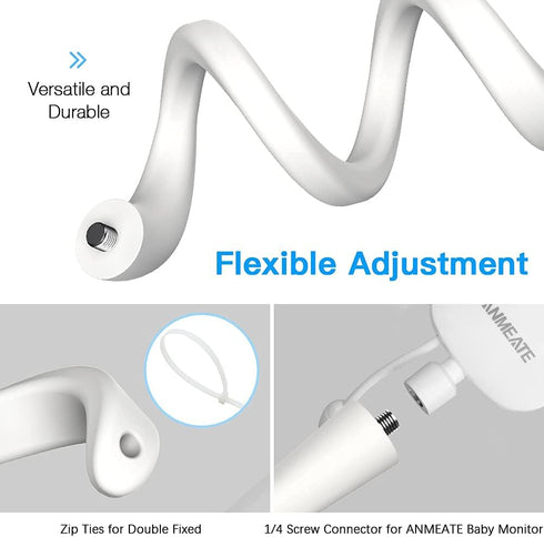 Flexible Twist Mount for ANMEATE SM24 /Babysense V24US /GoodBaby UU24 Video Baby Monitor Without Tools or Wall Damage...