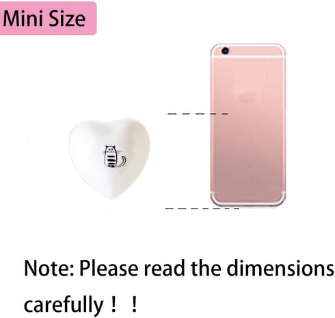 Cute Cat Ceramic Side Sauce Dishes Mini Heart shape Seasoning Dish, Sushi Soy Dipping Bowl,Serving Saucers Dishe,Meow Porcelain Small Tea Bag Hold...