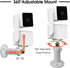 4 Pack Wall Mount for Wyze Cam Pan V3 & Wyze Cam V3 & Wyze Cam Outdoor, 360 Degree Swivel Adjustable Wall Mount Bracket for Wyze Outdoor Indoor Ca...