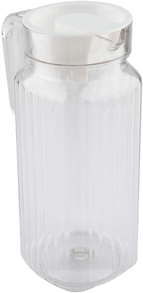 Fdit Acrylic Transparent Juice Bottle Striped Water Ice Cold Juice Jug with Lid great for Homemade Juice & Cold Tea or for Milk Bottles Reusable D...