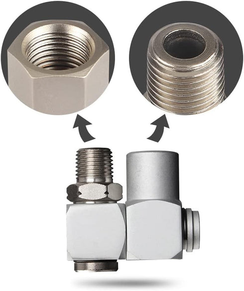 Air Tool Swivel Fitting 4Pcs 1/4 Inch NPT Industrial Swivel 360 Degree Swivel Air Hose Connector Portable Air Tool Adapter...