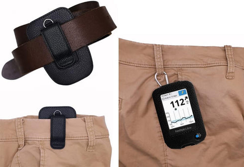 Fitted Leather Case W/Screen Protector (Includes Carabiner & Lanyard) for Freestyle Libre,Freestyle Libre 2, Freestyle Libre 14 Day,Freestyle Libr...