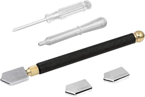 Glass Cutter Tool Set, 2mm-20mm Pencil Style Oil Feed Carbide Tip with Extra Replacement Head and Oil Dropper for Mosaic/Tiles/Mirror/Stained Glas...