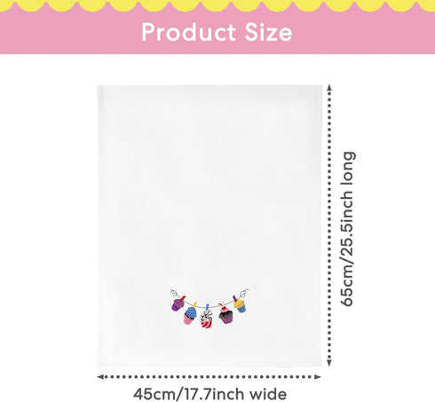 3 PCS White Embroidered Tea Towels, Napkins for Kitchen & Pantry, Tea Towels for Baking Sourdough, Tablecloths, Dishcloths for Cooking Tea Bathroo...