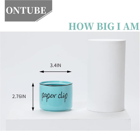 Farmhouse Paper Clip Holders,Ceramic Binder Clip Dispenser Organizer for Desk,Cute Office Push Pins Holder (Turquoise)...