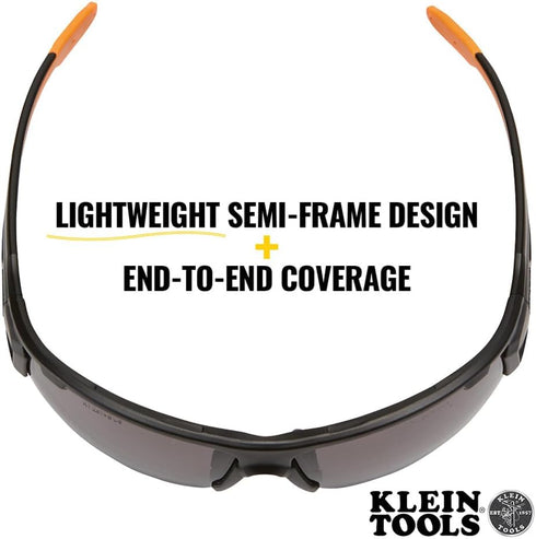 Klein Tools 60162 Safety Glasses, Professional PPE Protective Eyewear with Semi Frame, Scratch Resistant and Anti-Fog, Gray Lens...