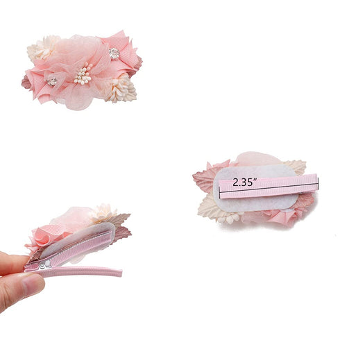 Flower Hair Clips Set for Baby Girl Lightweight Floral Hair Bow Accessories with Boutique Fully Lined Alligator Clip 3pcs for Toddler Teens Gifts...