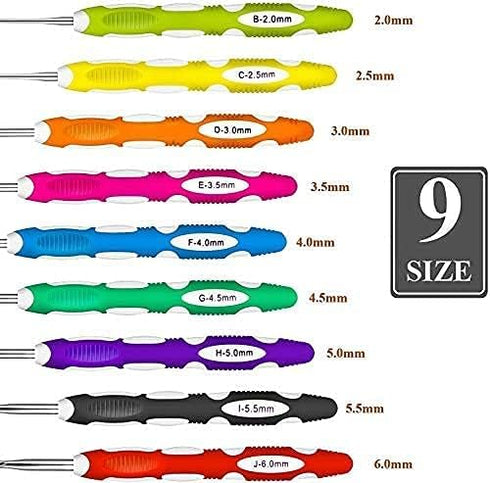 9 Pieces Crochet Hooks Ergonomic Crochet Hooks Set Needles for Arthritic Hands with a Case...