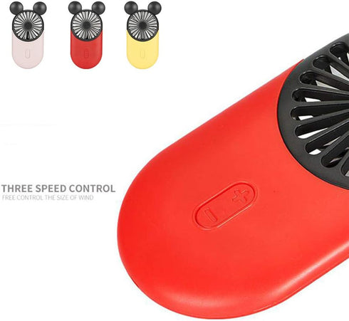 Cute Personal Mini Fan, Handheld & Portable USB Rechargeable Fan with Beautiful LED Light, 3 Adjustable Speeds, Portable Holder, for Indoor Or Out...