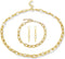 14K Gold Plated Paperclip Alloy Link Chain Choker Necklace Bracelet Earrings Set Punk Oval Dainty Chunky Chain Flat Link Costume Jewelry Set for W...