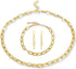 14K Gold Plated Paperclip Alloy Link Chain Choker Necklace Bracelet Earrings Set Punk Oval Dainty Chunky Chain Flat Link Costume Jewelry Set for W...
