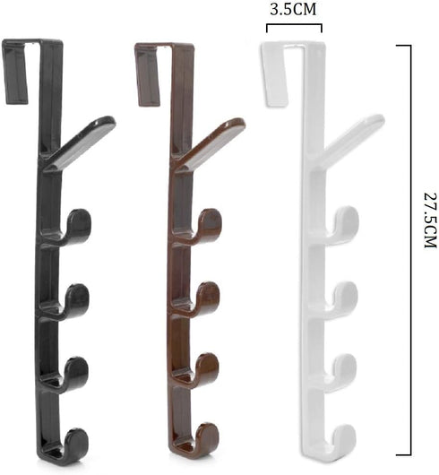 5 Layers Over The Door Hook Organizer Rack Hanger Backpack Handbag Door Hook, Pack of 2 (Black)...