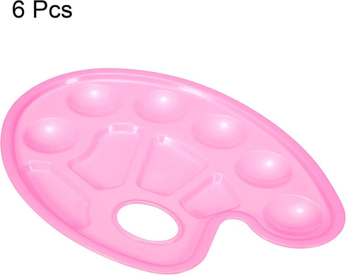 PATIKIL 10 Wells Acrylic Paint Palette, 6 Pack Painting Pallet Holder Oval with Thumb Hole Art Supplies for Painting Drawing, Pink...