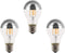 A60 Half Chrome Light Bulbs 3Pack 4 Watts(40W Equivalent) E27 Base LED Filament Vintage Edison Bulb with Mirror Half Chrome Silver Bulbs for Bathr...