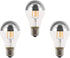 A60 Half Chrome Light Bulbs 3Pack 4 Watts(40W Equivalent) E27 Base LED Filament Vintage Edison Bulb with Mirror Half Chrome Silver Bulbs for Bathr...