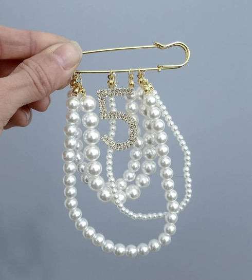 Lapel Pins and Brooches with Lucky Number 5 Dangle,Brooch Pins for Women Fashion...