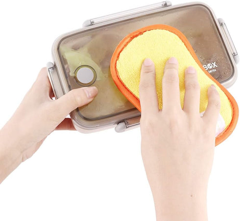 5pcs Multi-Functional Scrubbing Sponge Microfiber Kitchen Supplies Cleaning Tools Reusable Cleaning Sponge Scouring Pad...