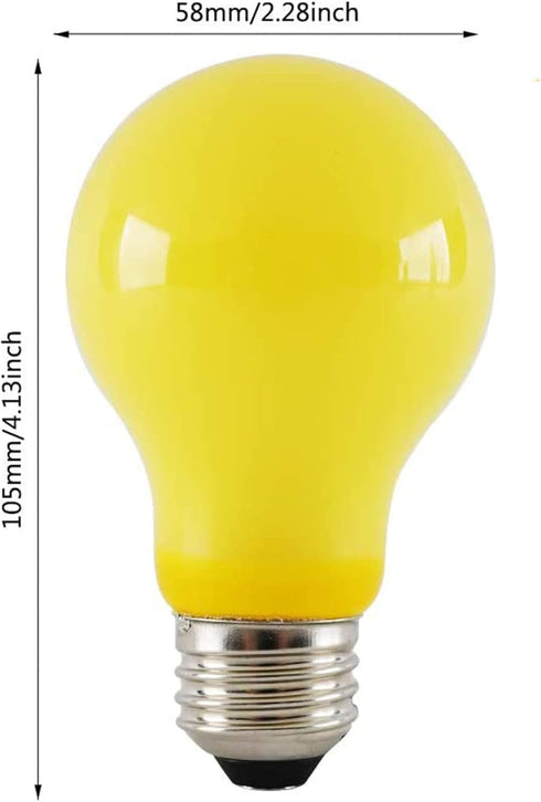 4 Packs 3W A19 LED Bug Light Bulbs Yellow LED Bulbs E26 Outdoor Bug Light Bulb 25W Equivalent 2000K Amber Glow Bug Light Bulb Night Light for Bedr...