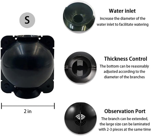 Reusable Plant Rooting and Growth Balls?High Pressure Propagation Ball ,Rooting Ball Grafting Tools Box for Palnts- Black 6 Pack (S)...