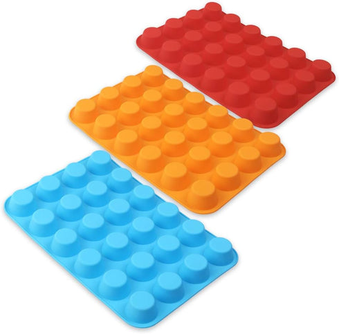 Silicone Muffin Pan, Cupcake Pan, 24 Cups, Food Grade Egg Muffin Baking Silicone Molds, Non-stick, 3 Pcs...
