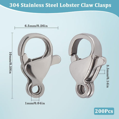1 Box 200Pcs Silver Lobster Claw Clasp Key Chain Clasps Small Metal Trigger Clasp Stainless Steel Lanyard Snap Hook for Jewelry Making Accessories...