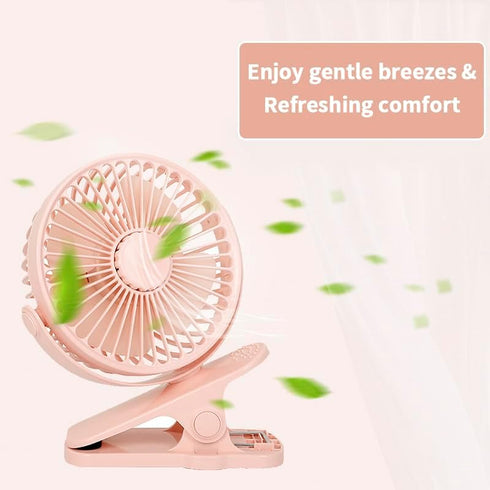 Mini Clip on Fan Battery Operated, 2500mAh 4 Inches Portable Personal Fan for Outdoors, Baby Stroller,Car Seat,Gym - Pink...
