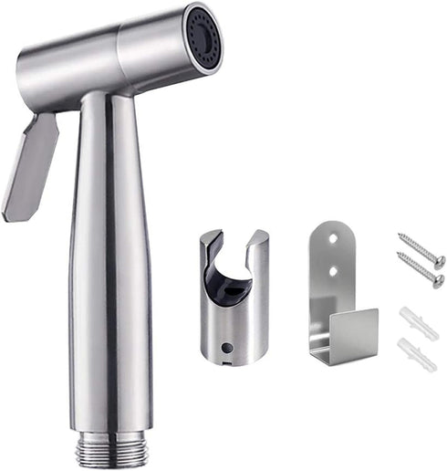 Bidet Sprayer Head with hook, stainless steel bidet sprayer kit, baby cloth diaper sprayer, easy to install for Personal Hygiene And Bedpan WC Spr...