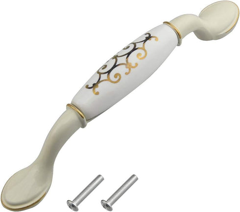 WMYCONGCONG 4 PCS Cabinet Handle Pull 5" Ceramic Drawer Pulls European Style Handles for Kitchen Bathroom Cabinets Cupboard Dresser...