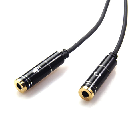 REXUS Black 3.5mm Y Splitter Stereo Audio Cable 4-Pole Male to 2 Female for Headphone, Headset Splitter Adapter Extension Aux Cable, Compatible Mo...