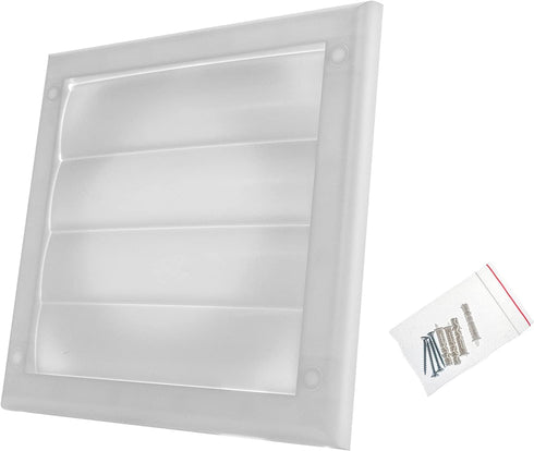 Vent Systems 4 inch (7.5 x 7.5) Exhaust Vent Cover - White - Dryer Vent Hood - Louvered Dryer Duct Vent Cover - Vent Hood Cap - One-Directional Plastic Air Supply Grille