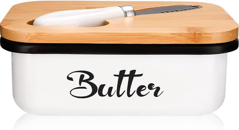 Metal Butter Dish with Lid for Countertop,Large Butter Container with Stainless Steel Multipurpose Butter Knife, Butter Keeper with Double High-qu...