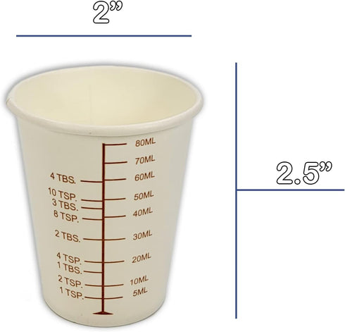 50 3oz Coated Paper Graduated Measuring Cups for Mixing Paint, Stain, Epoxy, Resin; Disposable, Recyleable, from Renewable Resource Bamboo, Wax Co...