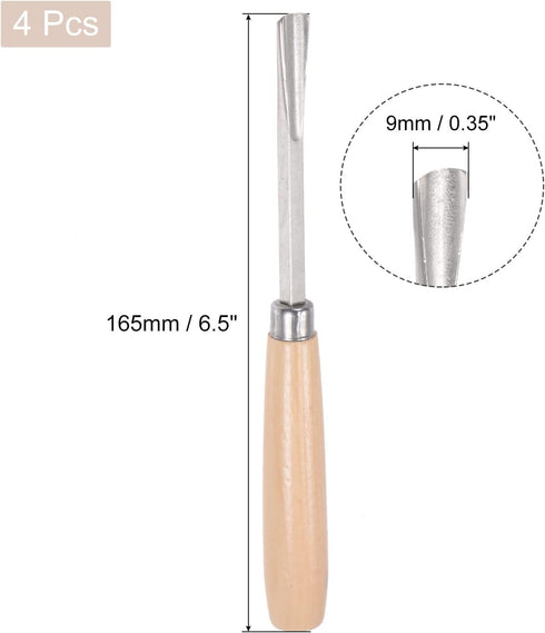 uxcell Wood Chisels Carving Knife, 10mm Chrome Plated 45# Carbon Steel Straight Half-round Tip Woodworking Hand Tool Graver 165mm (6.5-Inch) Lengt...