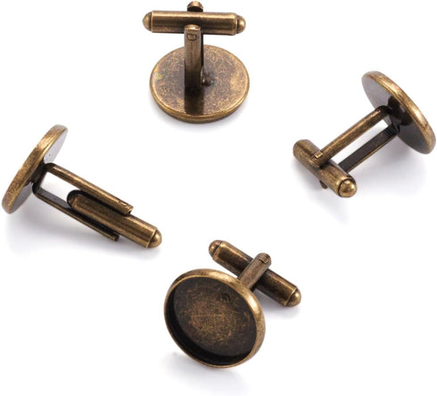 Pandahall 20pcs Brass Men's Cufflinks Cuff Button Cabochons Frame Tray Bezel Cufflink Blanks Setting Tray: 16mm/0.63inch Antique Bronze...