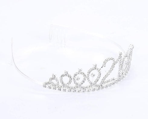 21st Birthday Tiara and Sash Set for Girls - Crystal Crown Birthday Gift, Silver Sash for Party Supplies...