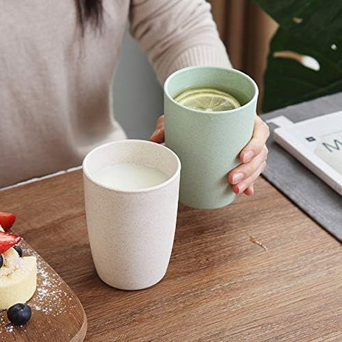 Eco-friendly Unbreakable Reusable Drinking Cup for Adult(12 OZ), Wheat Straw Glasses Healthy Tumbler Set 5-Multicolor, Dishwasher Safe...