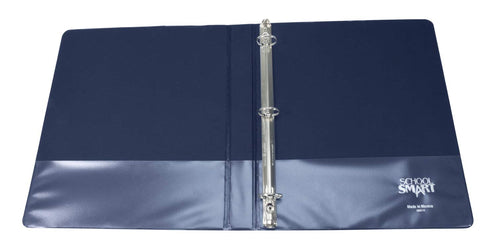 School Smart 1439110 Vinyl General Purpose Round Ring View Binder, 1", Blue...