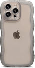 Compatible with iPhone 15 Pro Case,Cute Curly Wave Matte Frame Edge Soft Shockproof Protective Cases Clear Cover for Women Girls (Black)......
