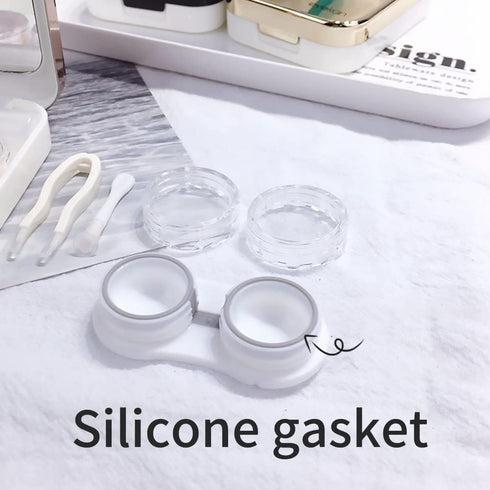 Contact Lens Case, Two Pack Portable Contact Lenses Travel Cases with Remover Tool Tweezers Mirror Solution Bottle Contacts Holder Container Stora...