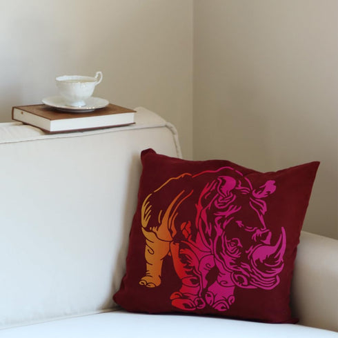 Rhino Stencil 11.8×11.8inch Large Rhino Animals Stencil Reusable Animal Drawing Template with Paint Brush for Art Crafts Canvas Furniture Wall Woo...