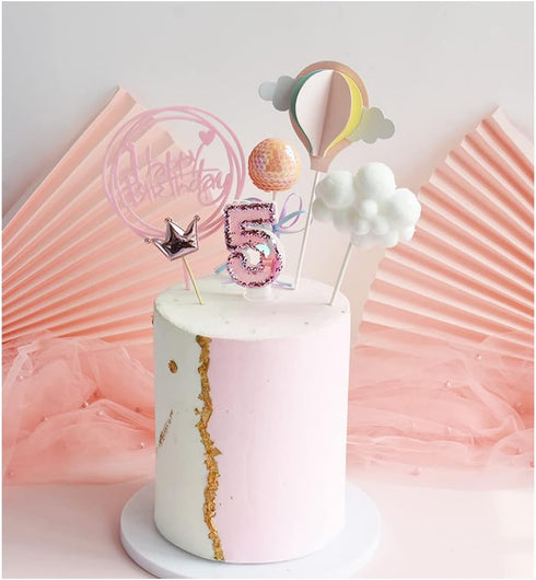 Birthday Candles Number 4,Pink Glitter Happy Birthday Cake Candles Handmade Sequin Numeral Candle...