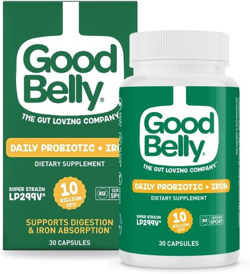 GoodBelly Probiotic Capsules for Digestive Health & Iron Absorption | Vegan Probiotic Supplement with 10 Billion Live Cultures | Probiotics for Wo...