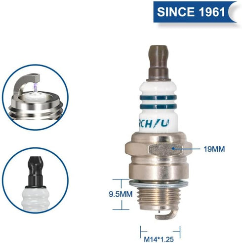 TORCH L7RIU Iridium U-Groove Spark Plug Replace for NGK BMR7A BM7A Spark Plug, for CHAMPION 858/CJ6 852/RCJ6 Spark Plug, for Autolite 3345, for Br...